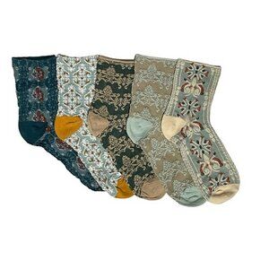 Charming Floral & Geometric Patterned Ankle Socks 5 Pack
